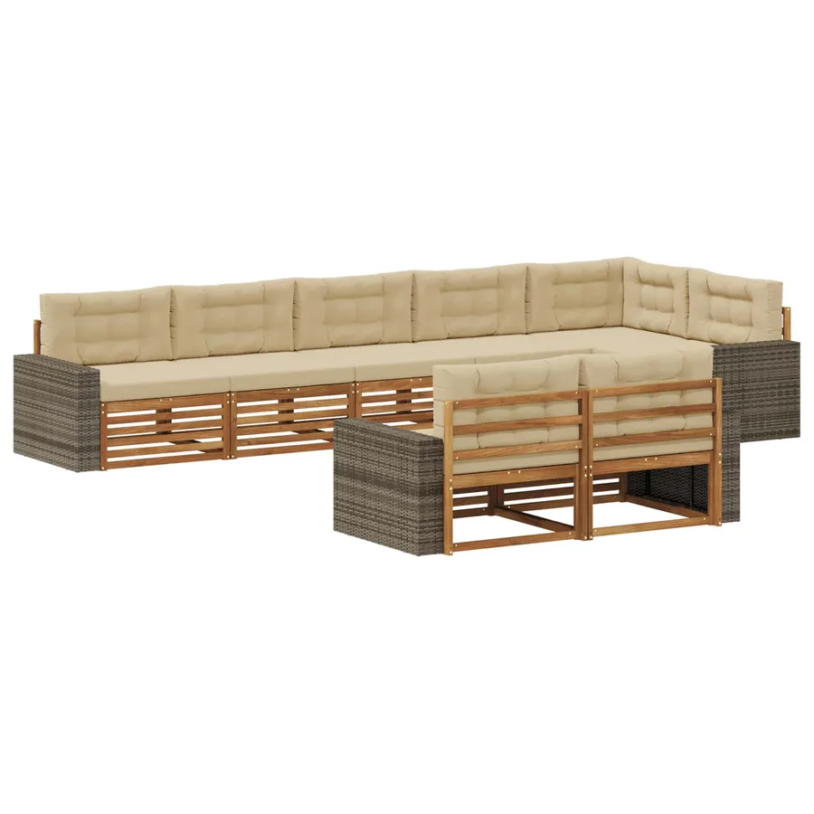 Ensemble de canapés d'extérieur 8 pcs Naturel et Beige - 2