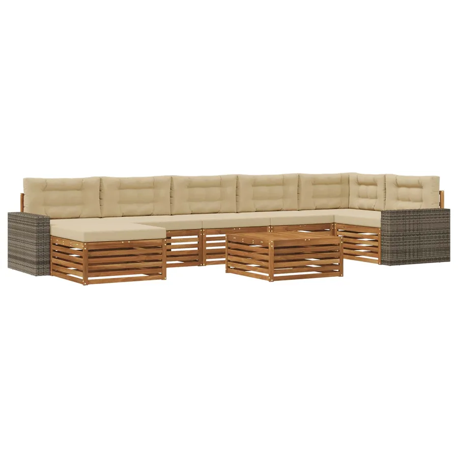 Ensemble de canapés d'extérieur 8 pcs Naturel et Beige - 2