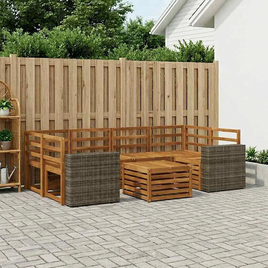 Ensemble de canapés d'extérieur 7 pcs Naturel
