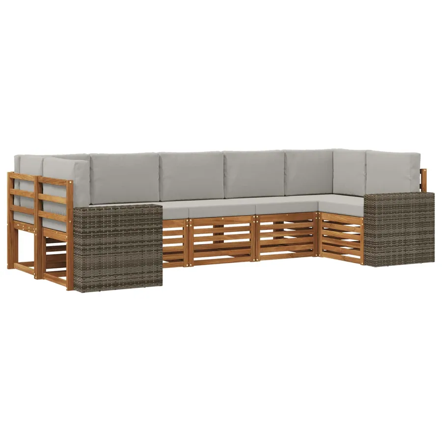 Ensemble de canapé d'angle 7 pcs Naturel et gris clair - 2