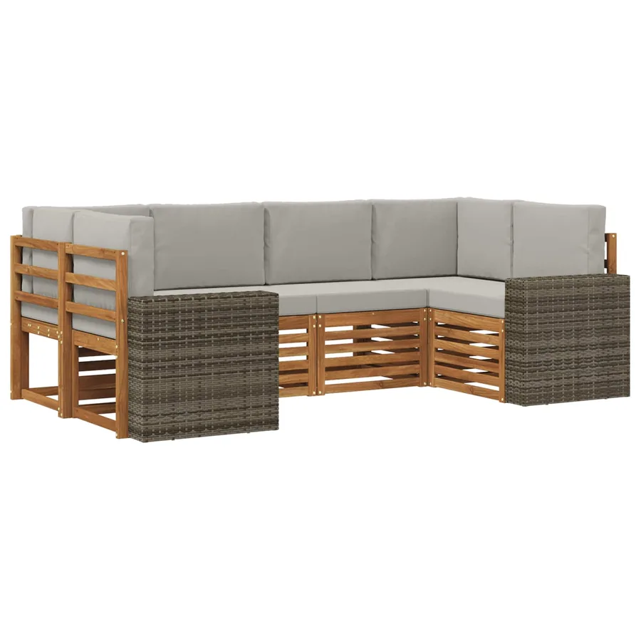Ensemble de canapé d'angle 6 pcs Naturel et gris clair - 2