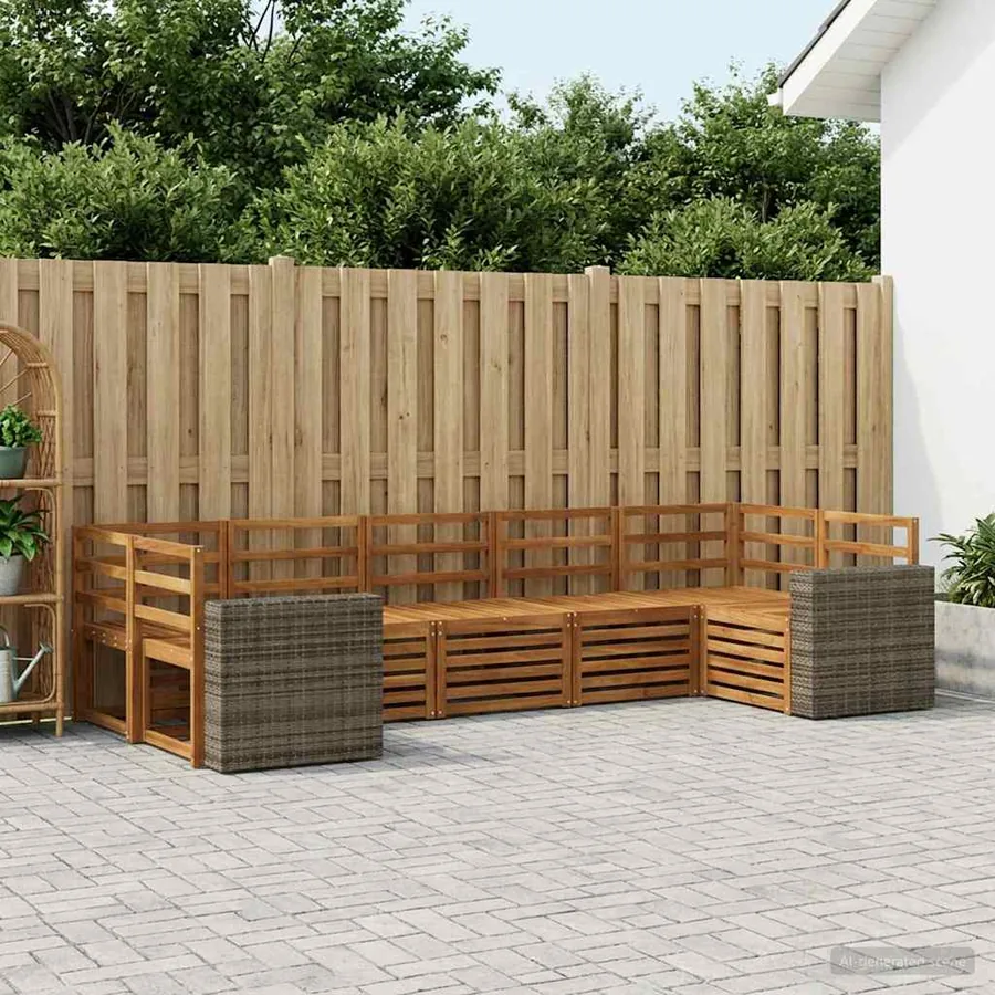 Ensemble de canapé d'angle 7 pcs Naturel Bois d'Acacia Massif
