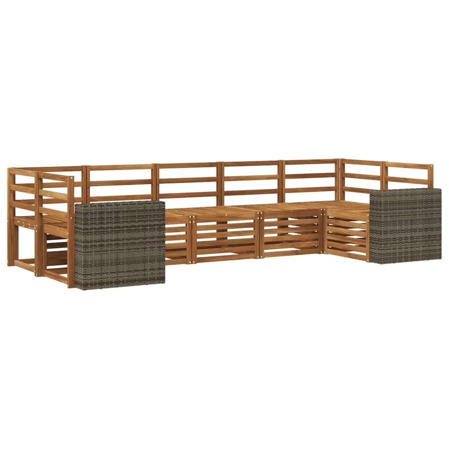 Ensemble de canapé d'angle 7 pcs Naturel Bois d'Acacia Massif - 2