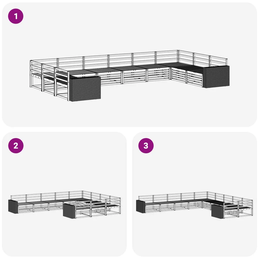 Ensembles de canapés 10 pcs Bois d'Acacia Massif - 6