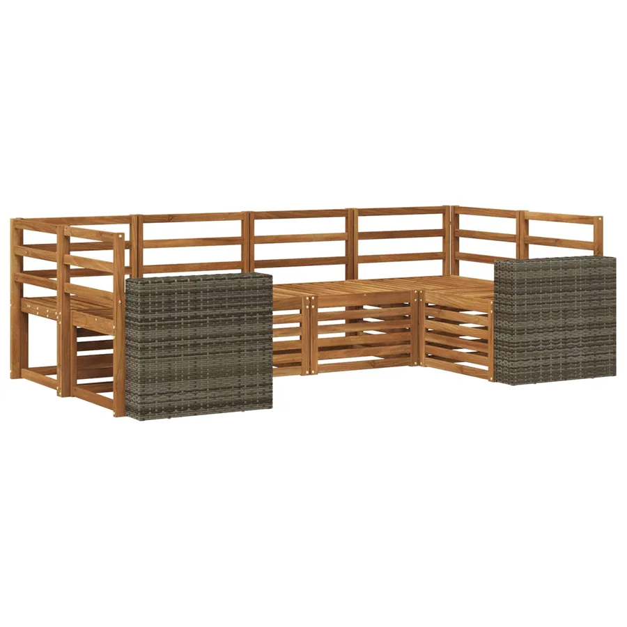 Ensemble de canapé d'angle 6 pcs Naturel Bois d'Acacia Massif - 2