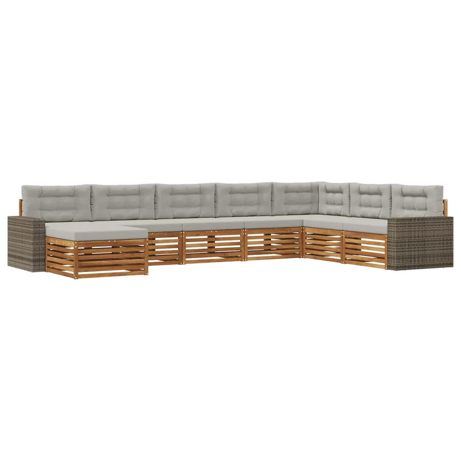 Ensemble de canapés d'extérieur 8 pcs Naturel et gris clair - 2