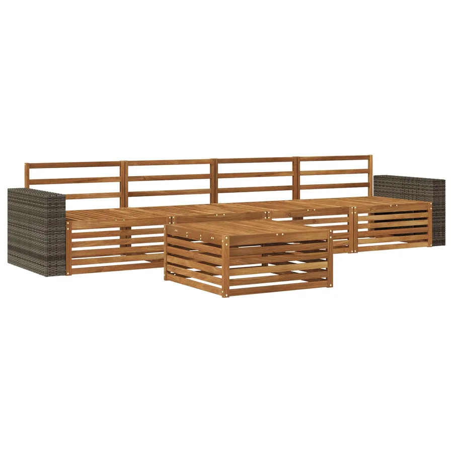 Ensemble de canapés d'extérieur 5 pcs Naturel - 2