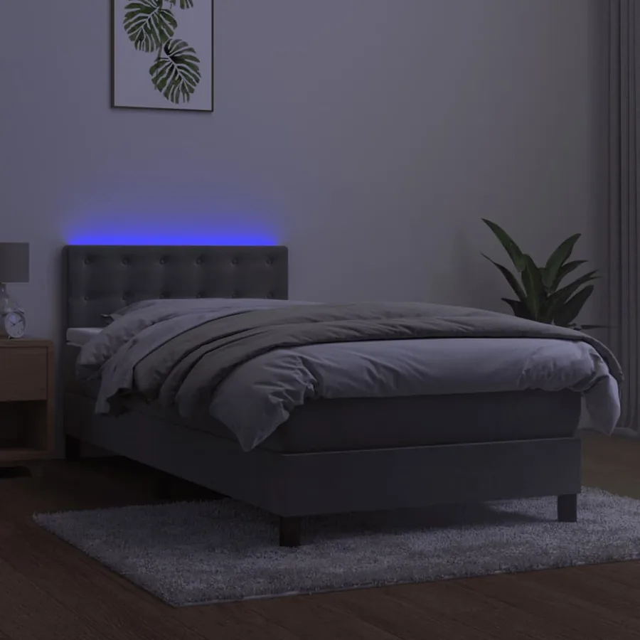 Sommier à lattes de lit avec matelas LED Gris clair 100x200 cm - 4