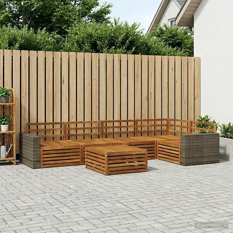 Ensemble de canapés d'extérieur 6 pcs Naturel 79 x 79 x 37 cm
