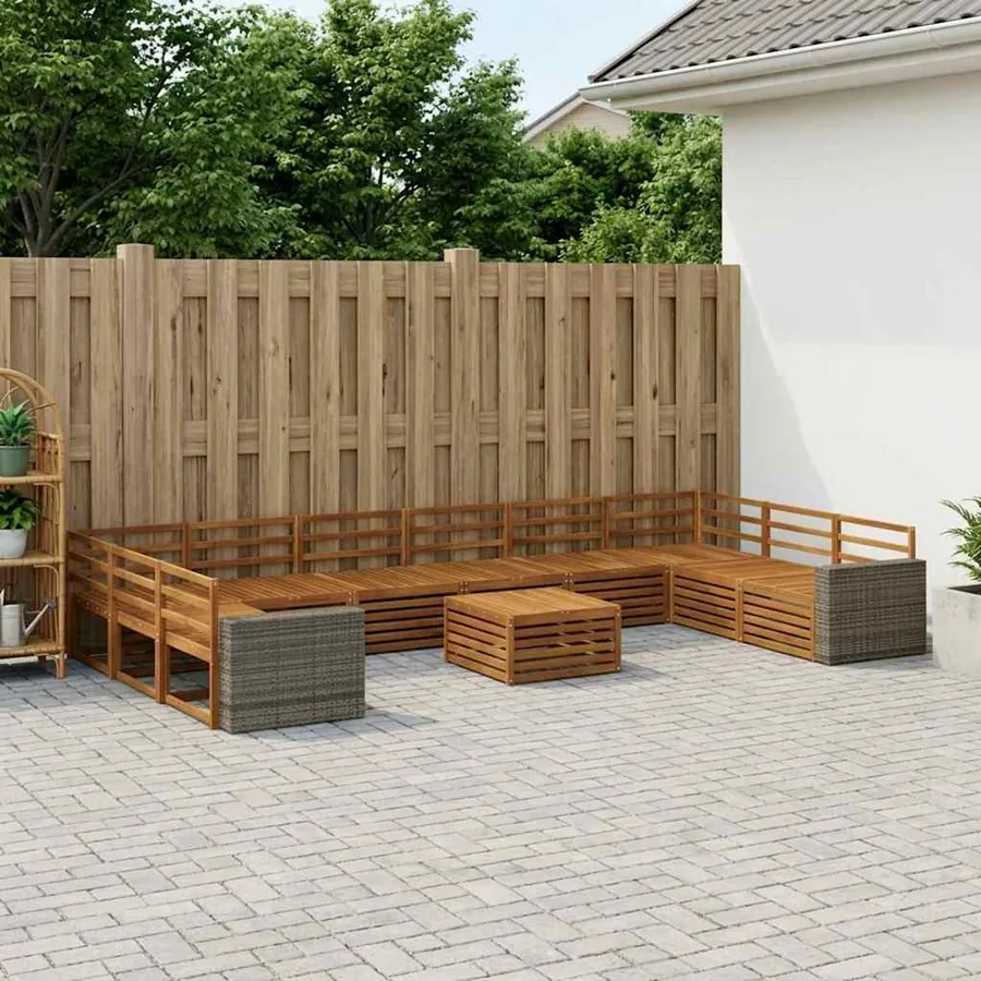 Ensembles de canapés 11 pcs Bois d'Acacia Massif
