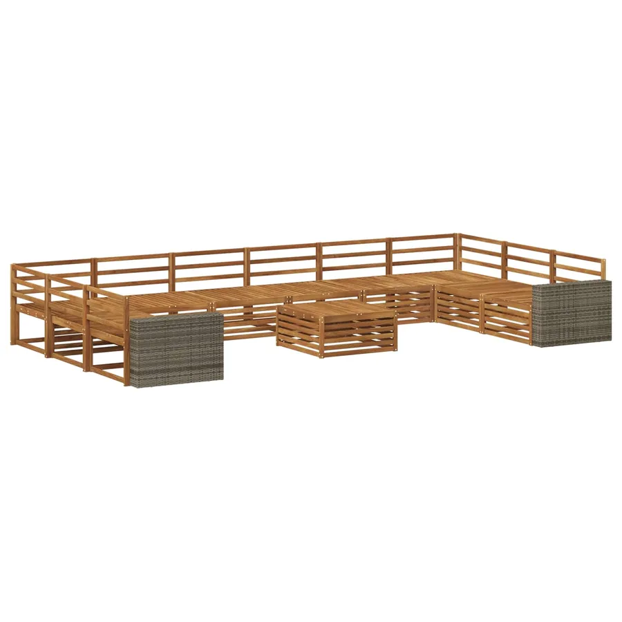 Ensembles de canapés 11 pcs Bois d'Acacia Massif - 2