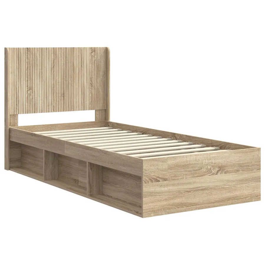 Cadre de lit avec rangement et tête de lit Chêne Sonoma - 4