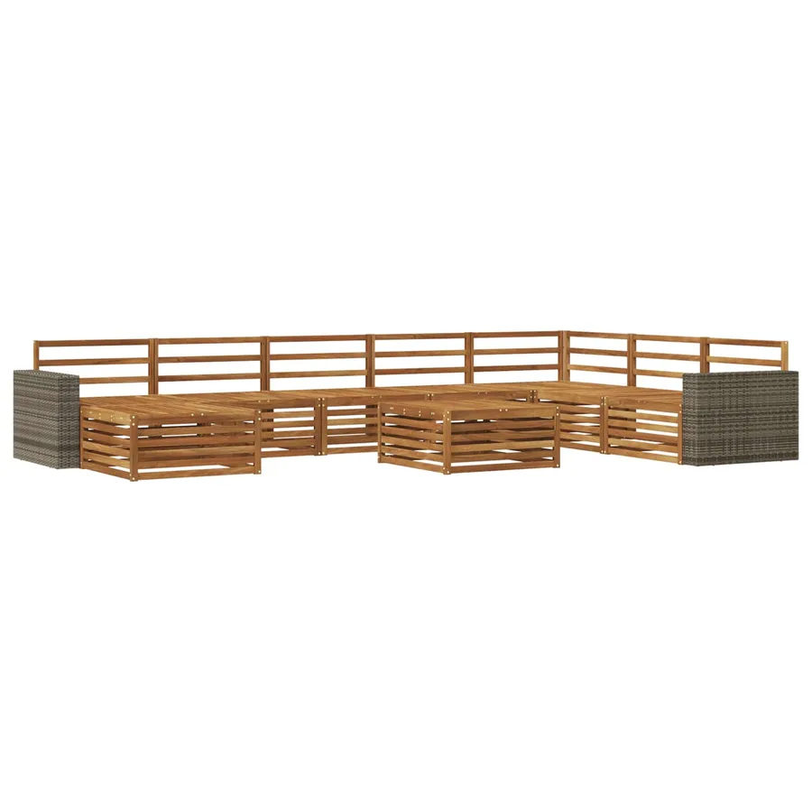 Ensemble de canapés d'extérieur 9 pcs Naturel - 2