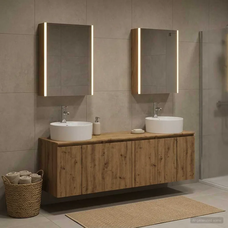 Ensemble d'armoire de salle de bain 5 pc Chêne artisanal