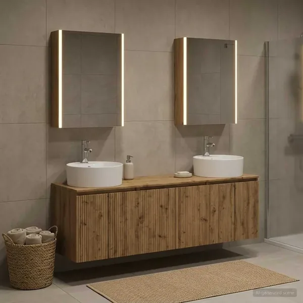Ensemble d'armoire de salle de bain 5 pc Chêne artisanal