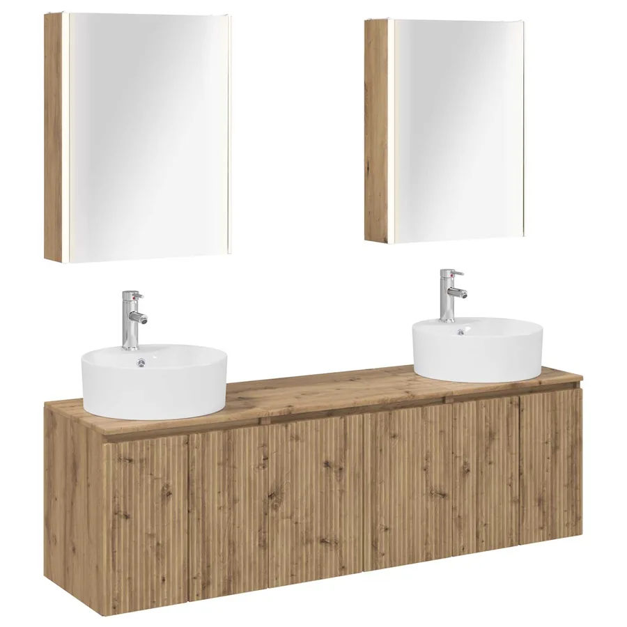 Ensemble d'armoire de salle de bain 5 pc Chêne artisanal - 2