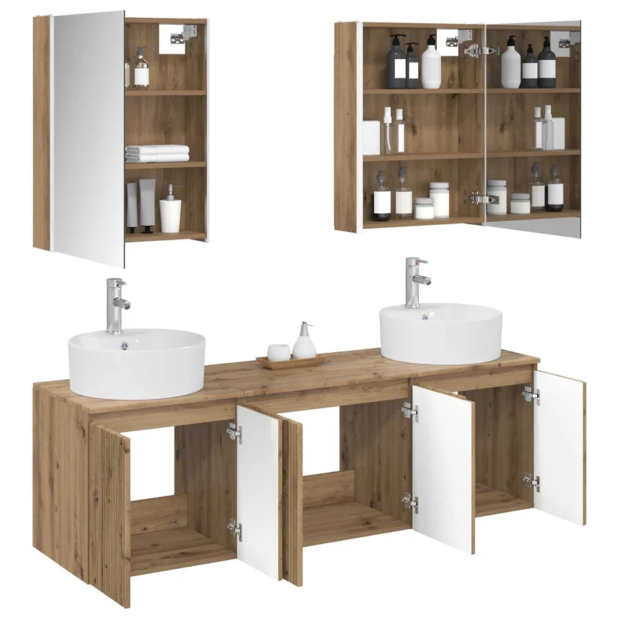 Ensemble d'armoire de salle de bain 5 pc Chêne artisanal - 3