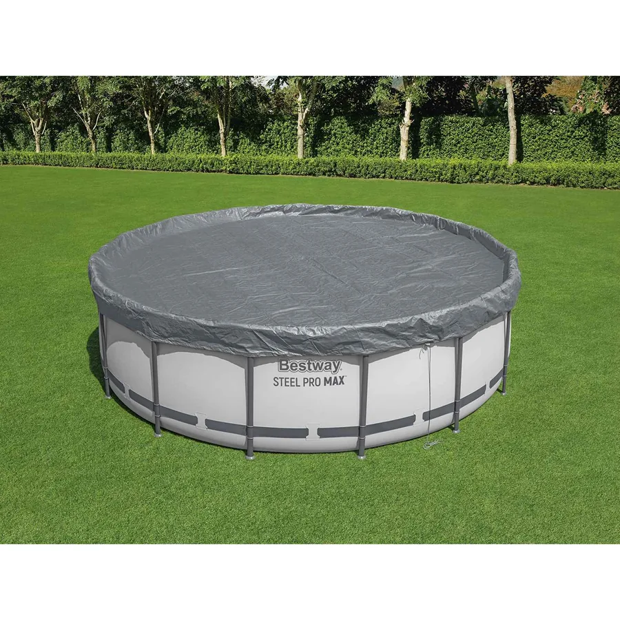 Bestway Couverture de piscine 1 Ø4,57 m Rond Polyester Gris for