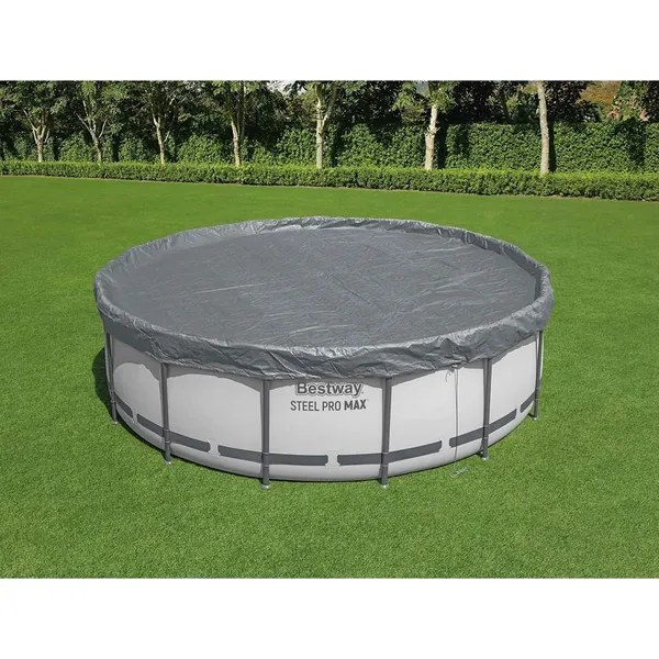 Bestway Couverture de piscine 1 Ø4,57 m Rond Polyester Gris for