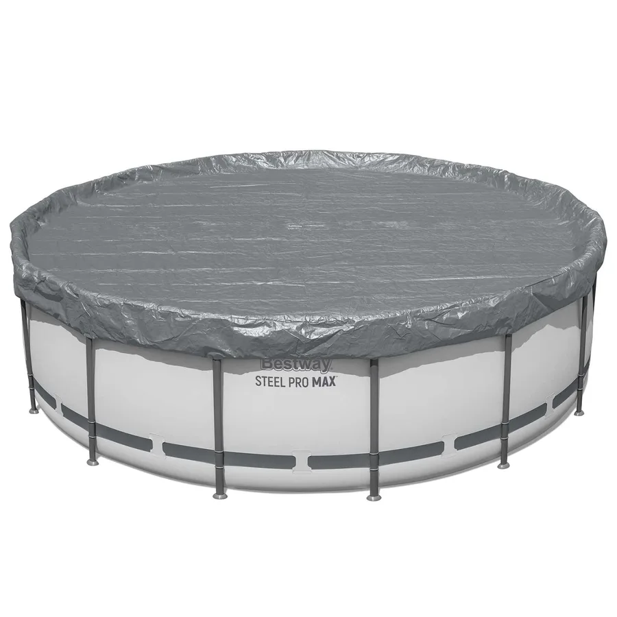 Bestway Couverture de piscine 1 Ø4,57 m Rond Polyester Gris for - 2