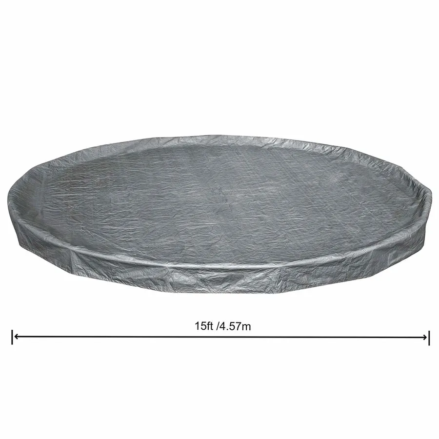 Bestway Couverture de piscine 1 Ø4,57 m Rond Polyester Gris for - 7