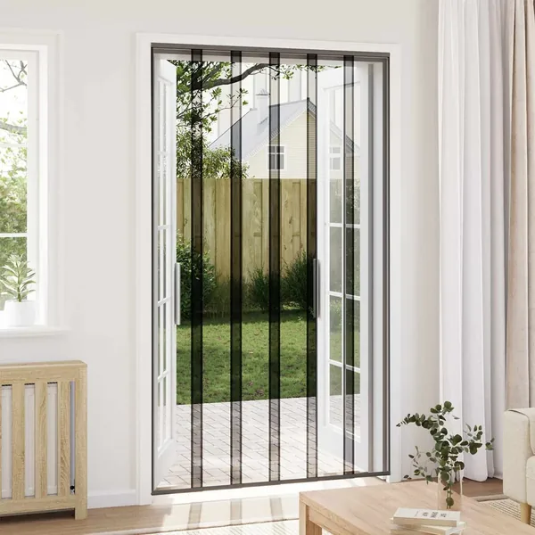 Écran de porte insectes avec rideau en maille Noir 130 x 240 cm