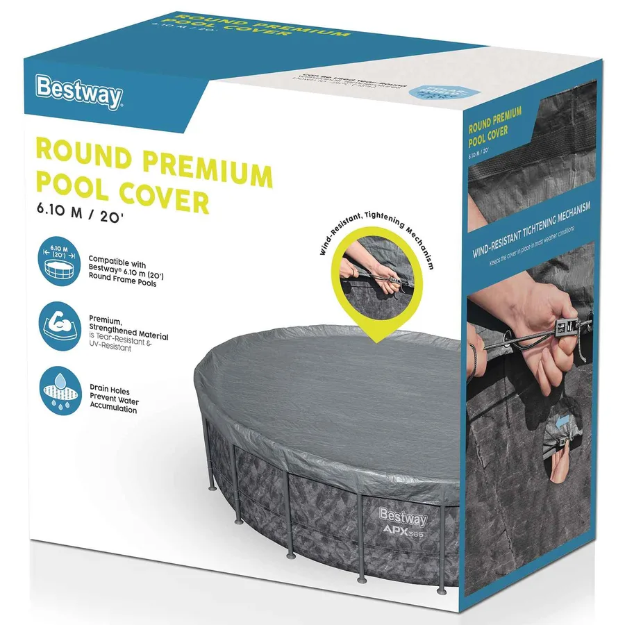 Bestway Couverture de piscine 1 Ø4,27 m Rond Polyester Gris for - 4
