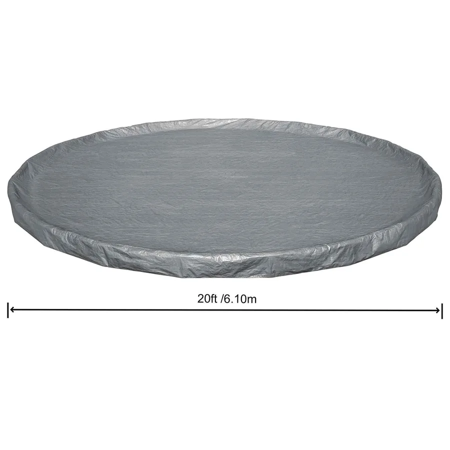 Bestway Couverture de piscine 1 Ø4,27 m Rond Polyester Gris for - 6