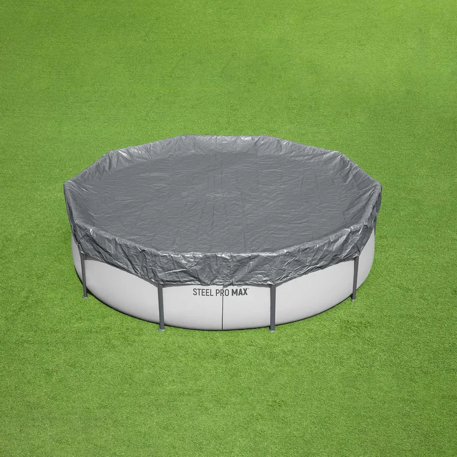 Bestway Couverture de piscine 1 Ø3,05 m Rond Polyester Gris for