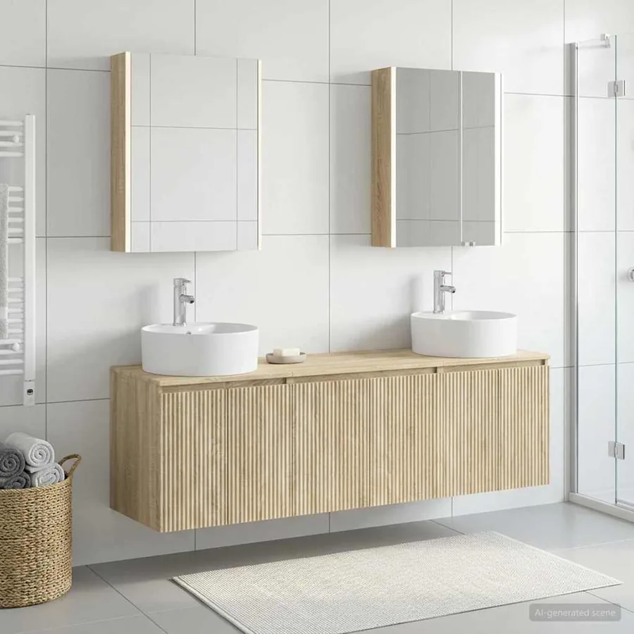 Ensemble d'armoire de salle de bain 5 pcs Chêne Sonoma
