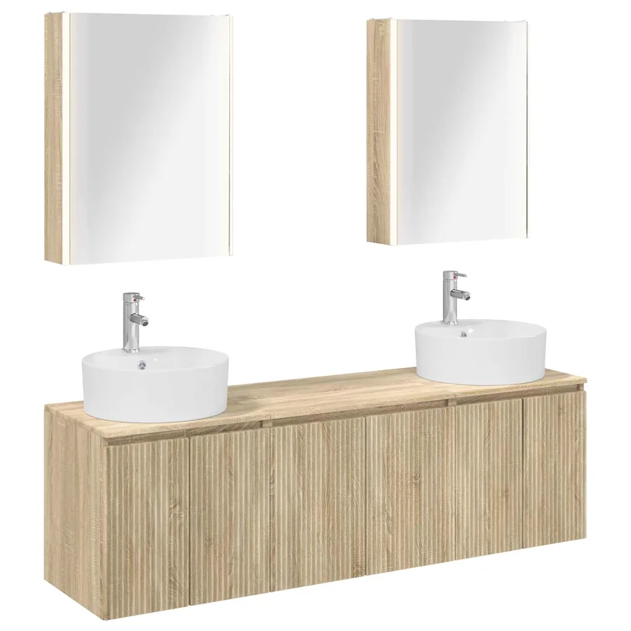 Ensemble d'armoire de salle de bain 5 pcs Chêne Sonoma - 2