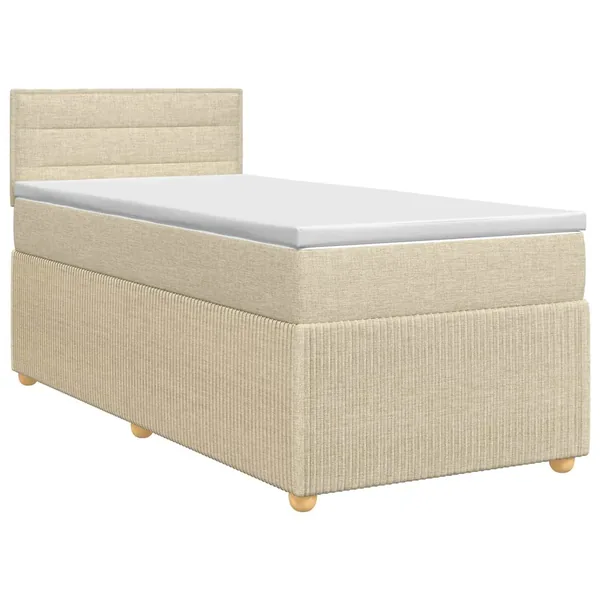 Lit boxspring avec matelas Crème 90 x 200 cm Tissu