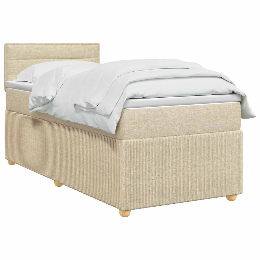 Lit boxspring avec matelas Crème 90 x 200 cm Tissu - 2