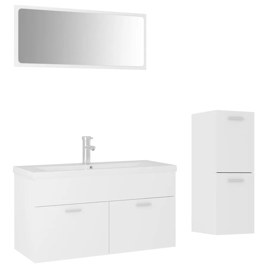Ensemble de meubles de salle de bain Blanc Aggloméré - 2