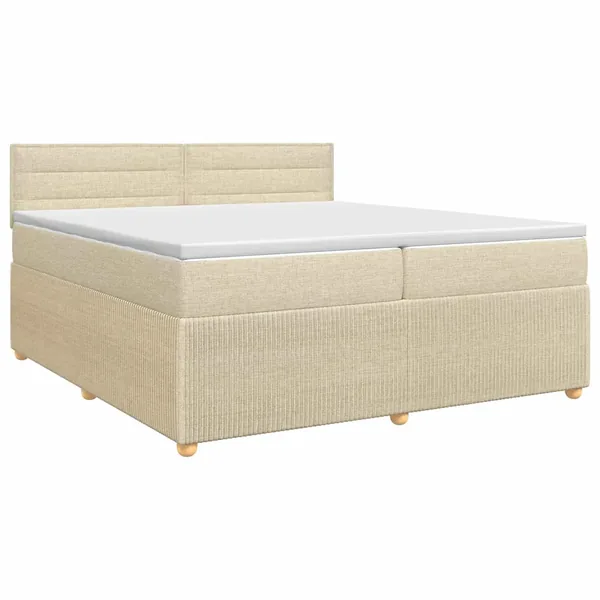 Lit boxspring avec matelas Crème 200 x 200 cm Tissu