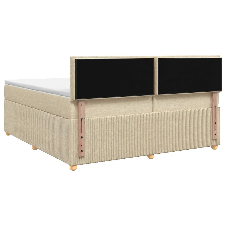 Lit boxspring avec matelas Crème 200 x 200 cm Tissu - 7
