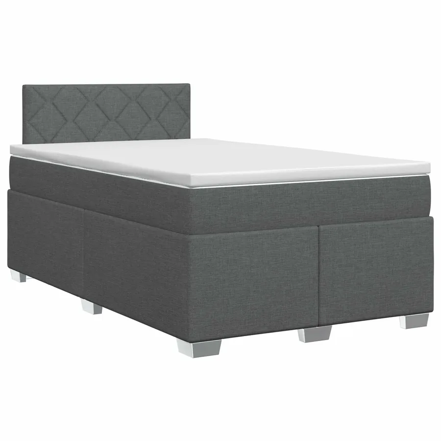 Lit boxspring avec matelas Gris foncé 120 x 190 cm Tissu