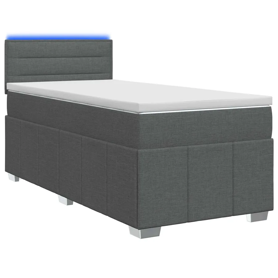 Lit boxspring avec matelas Gris foncé 90 x 200 cm Tissu