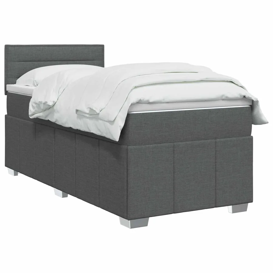 Lit boxspring avec matelas Gris foncé 90 x 200 cm Tissu - 2