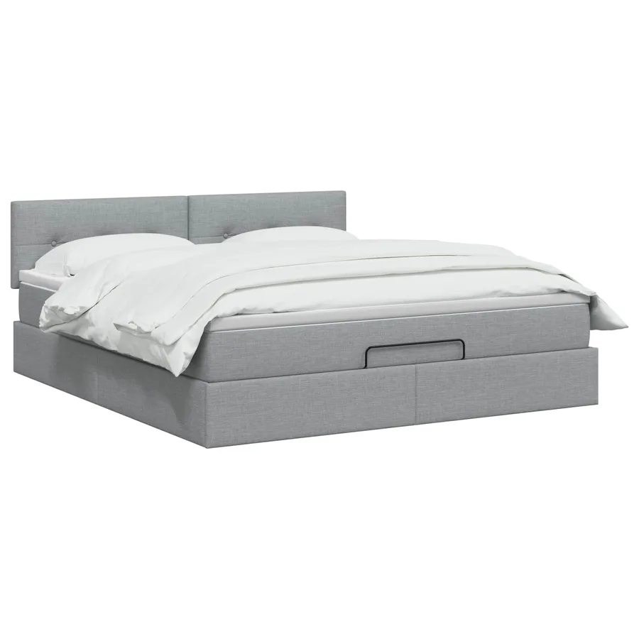 Lit ottoman avec matelas Gris clair 180 x 200 cm Tissu - 2
