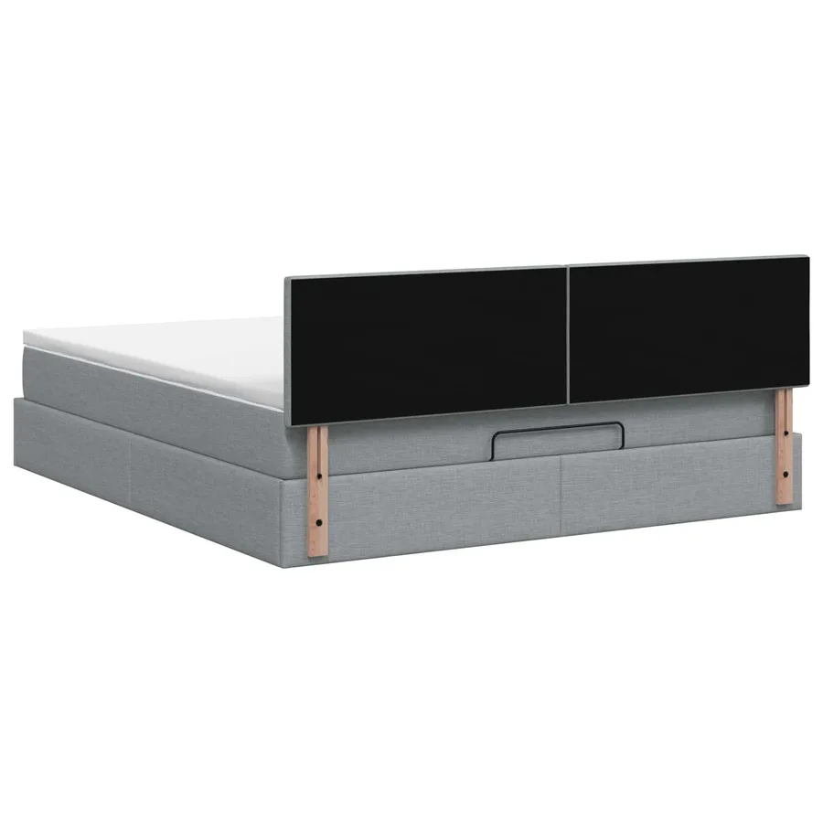 Lit ottoman avec matelas Gris clair 180 x 200 cm Tissu - 8