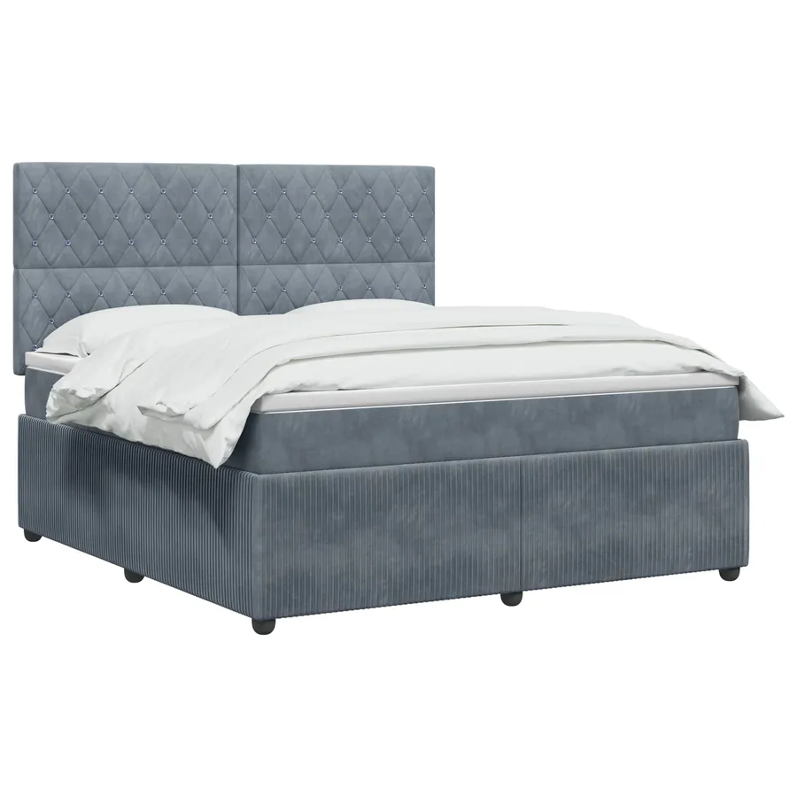 Lit boxspring LED avec matelas Gris foncé 160 x 200 cm Velours - 2