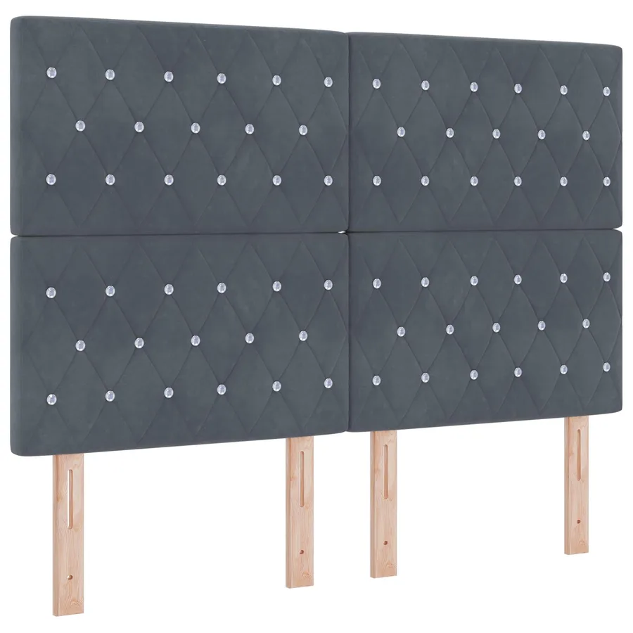 Lit boxspring LED avec matelas Gris foncé 160 x 200 cm Velours - 3