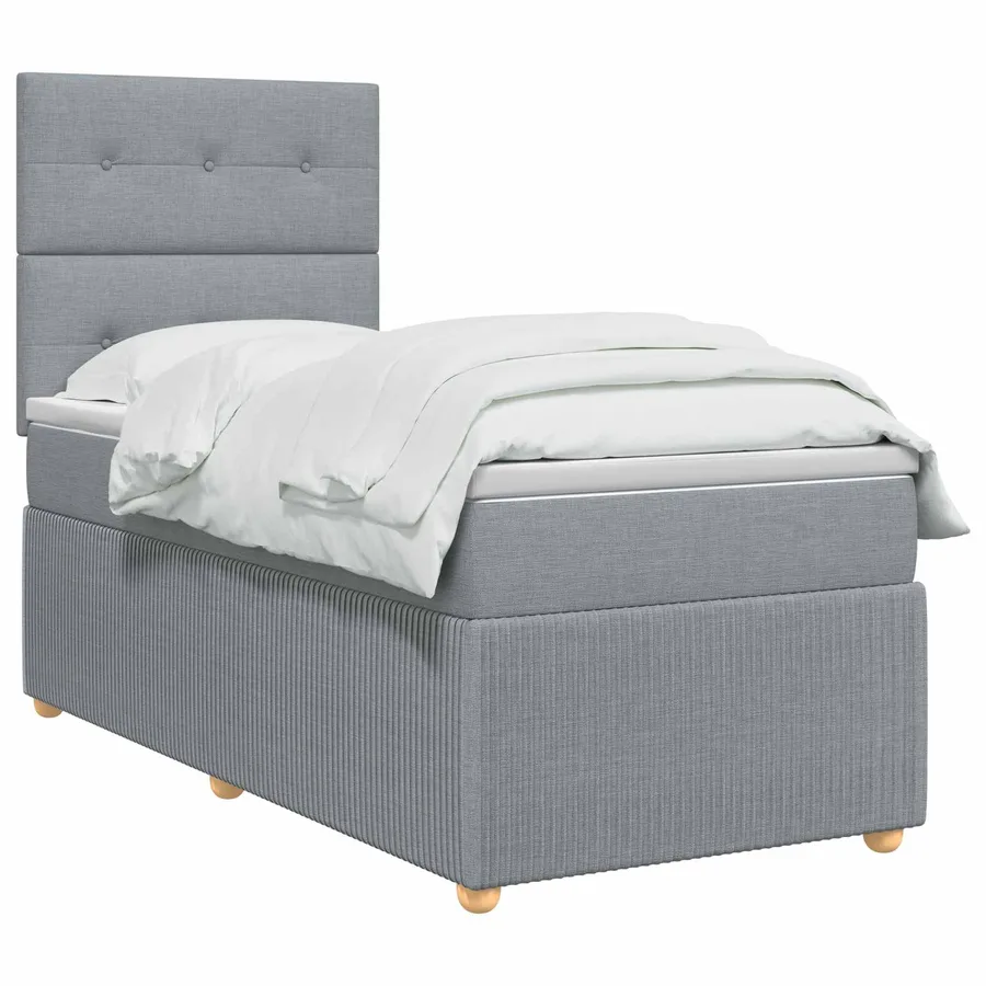 Lit boxspring LED avec matelas Gris clair 90 x 190 cm Tissu - 2