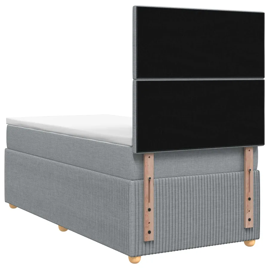 Lit boxspring LED avec matelas Gris clair 90 x 190 cm Tissu - 7