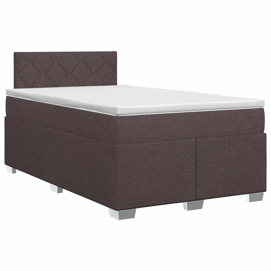 Lit boxspring avec matelas Marron foncé 120 x 190 cm Tissu