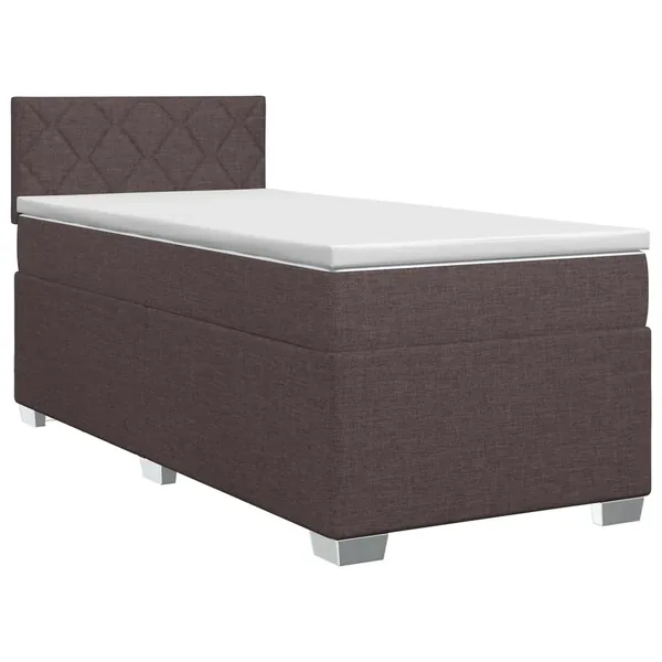 Lit boxspring avec matelas Marron foncé 100 x 200 cm Tissu