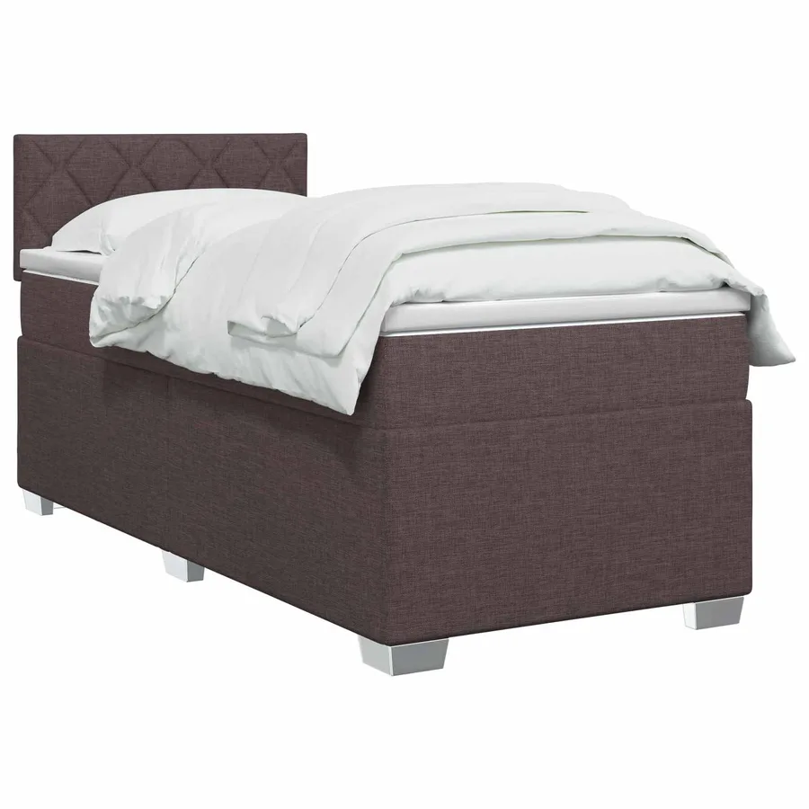 Lit boxspring avec matelas Marron foncé 100 x 200 cm Tissu - 2