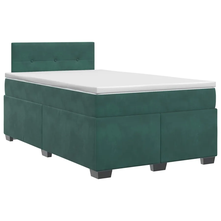 Lit boxspring avec matelas Vert foncé 120 x 200 cm Velours