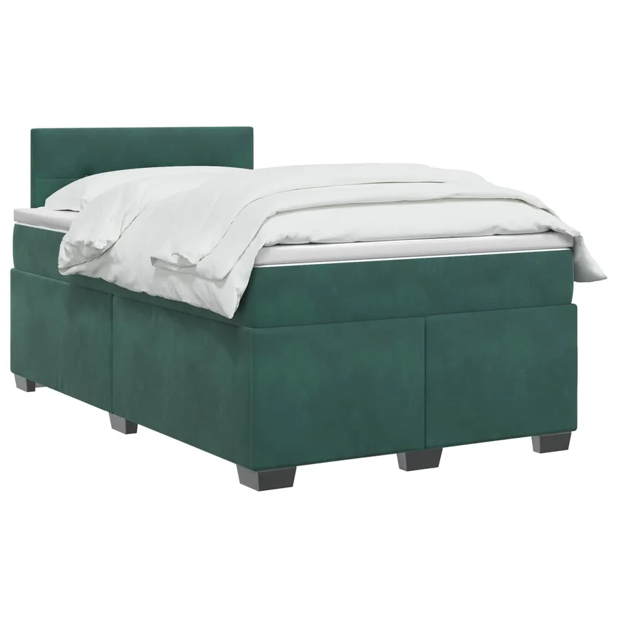 Lit boxspring avec matelas Vert foncé 120 x 200 cm Velours - 2